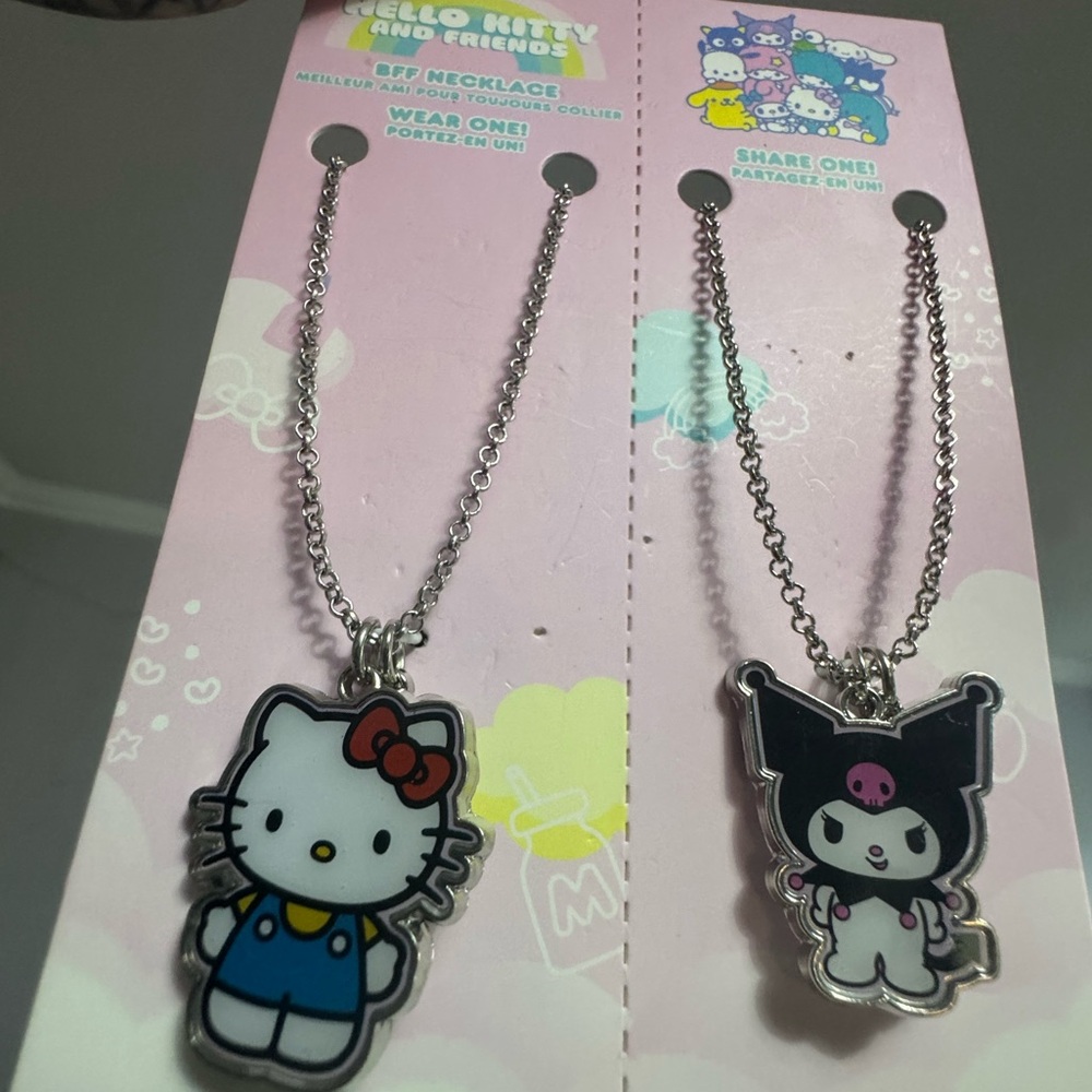 Hello Kitty Silver Jewelry BEST FRIEND Necklace Set to share with bff 💕 NWT